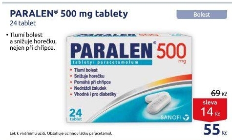 Tablety proti horečce a bolesti 500 Paralen