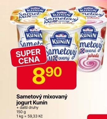 Ochucený jogurt sametový Mlékárna Kunín