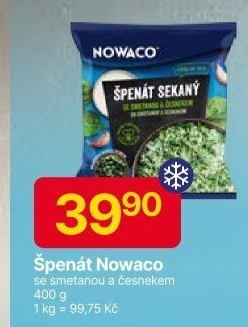 Špenát ochucený mražený Nowaco