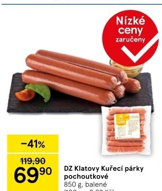 Párky kuřecí pochoutkové DZ Klatovy