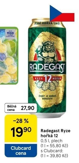 Pivo světlý ležák 12° Ryze hořká Radegast