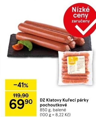 Párky kuřecí pochoutkové DZ Klatovy