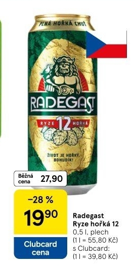 Pivo světlý ležák 12° Ryze hořká Radegast