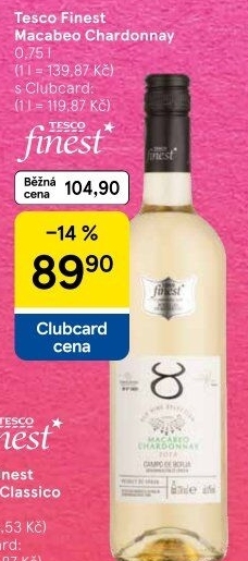 Víno Macabeo Chardonnay Campo de Borja Tesco Finest