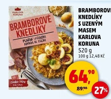Bramborové knedlíky s uzeným masem Karlova Koruna