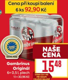 Pivo světlé výčepní Originál 10° Gambrinus