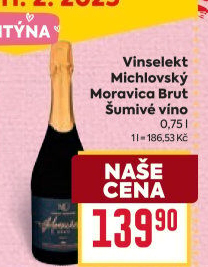 Víno šumivé Brut Moravica Vinselekt Michlovský