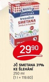 Smetana ke šlehání trvanlivá Jihočeská Madeta 31%