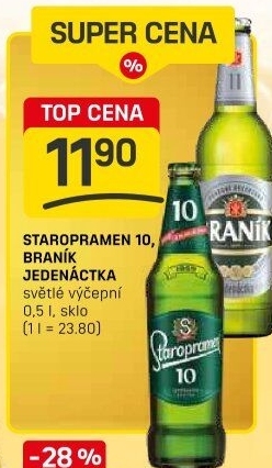 Pivo světlé výčepní 10° Staropramen