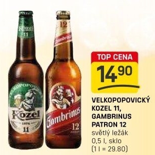 Pivo světlý ležák 11° Medium Velkopopovický Kozel