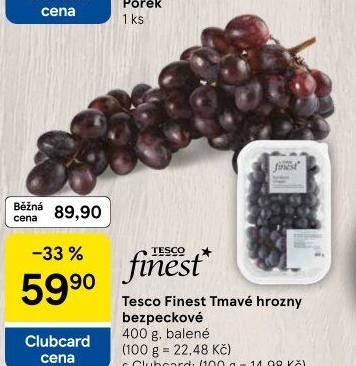 Hrozny tmavé bezsemenné Tesco Finest