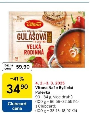 Instantní polévky Naše byšická polévka Vitana