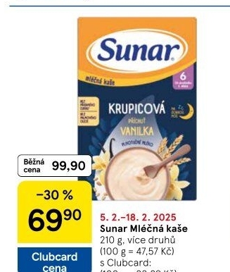 Kaše mléčná Sunar