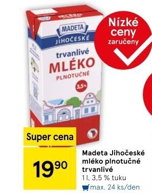 Mléko trvanlivé Jihočeské Madeta - 3,5% plnotučné
