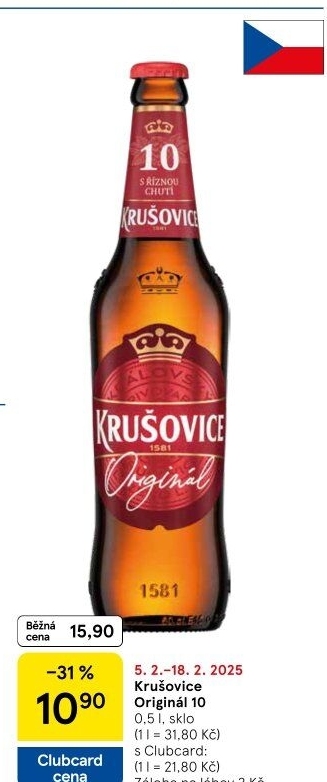 Pivo světlé výčepní Originál Královská 10° Krušovice