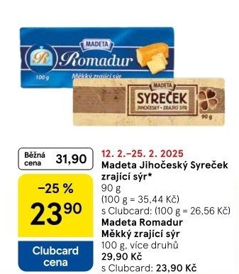 Sýr Syreček Jihočeský Madeta