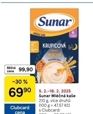 Kaše mléčná Sunar