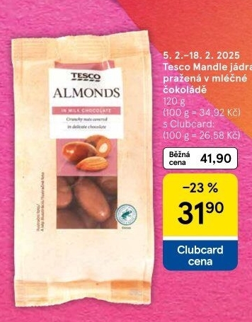 Mandle v čokoládě Tesco