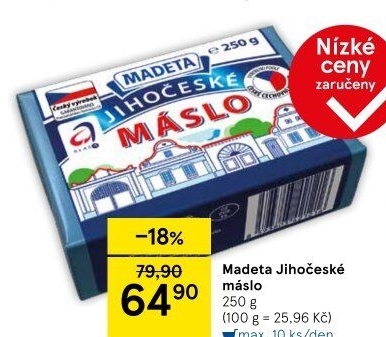 Máslo Jihočeské Madeta