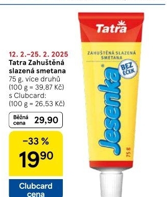 Mléka kondenzovaná slazená Tatra
