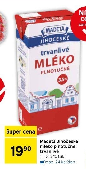 Mléko trvanlivé Jihočeské Madeta - 3,5% plnotučné