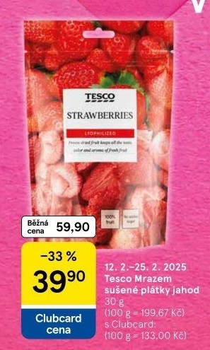 Mrazem sušené jahody Tesco