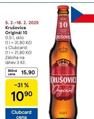 Pivo světlé výčepní Originál Královská 10° Krušovice