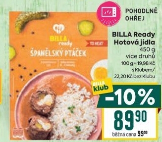 Hotová jídla Billa Ready
