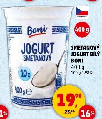 Bílý jogurt smetanový Boni