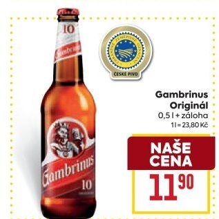 Pivo světlé výčepní Originál 10° Gambrinus