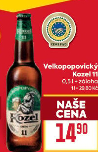 Pivo světlý ležák 11° Medium Velkopopovický Kozel