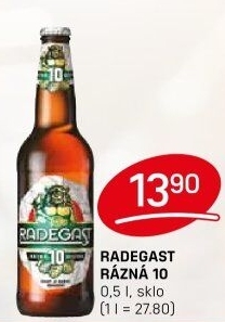 Pivo světlé výčepní Rázná 10° Radegast