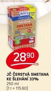 Smetana čerstvá ke šlehání Jihočeská Madeta 33%