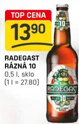 Pivo světlé výčepní Rázná 10° Radegast