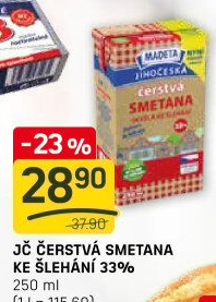 Smetana čerstvá ke šlehání Jihočeská Madeta 33%