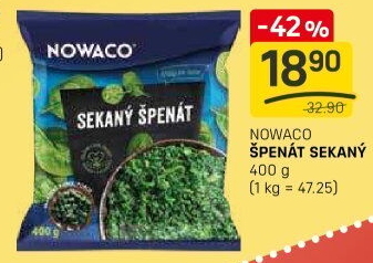 Špenát sekaný mražený Nowaco