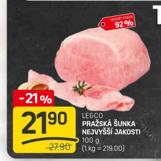 Šunka pražská nejvyšší jakosti LE&amp