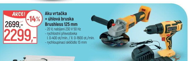 Aku vrtačka + Úhlová bruska Brushless Asist
