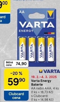 Baterie alkalické Energy Varta
