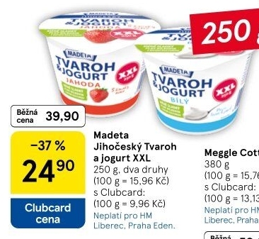 Dezert tvaroh s jogurtem bílý jihočeský Madeta