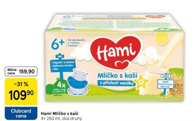 Mlíčko s kaší Hami