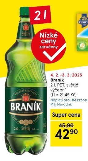 Pivo světlé výčepní 10° Braník