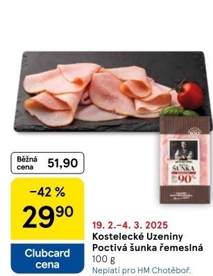 Šunka poctivá řemeslná nejvyšší jakosti Kostelecké uzeniny
