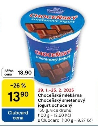 Jogurt smetanový ochucený Choceňský