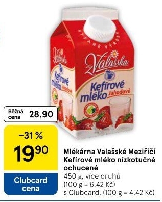 Kefírové mléko ochucené Mlékárna Valašské Meziříčí