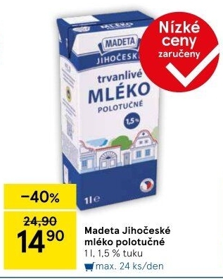 Mléko trvanlivé Jihočeské Madeta - 1,5% polotučné