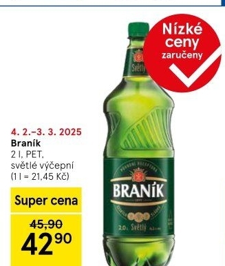 Pivo světlé výčepní 10° Braník