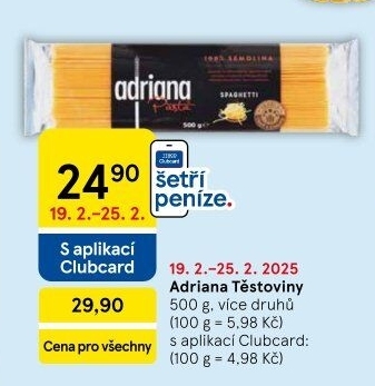 Těstoviny semolinové Adriana