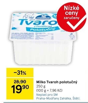 Tvaroh polotučný z Poděbrad Milko