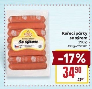 Párky kuřecí se sýrem Vodňanské kuře